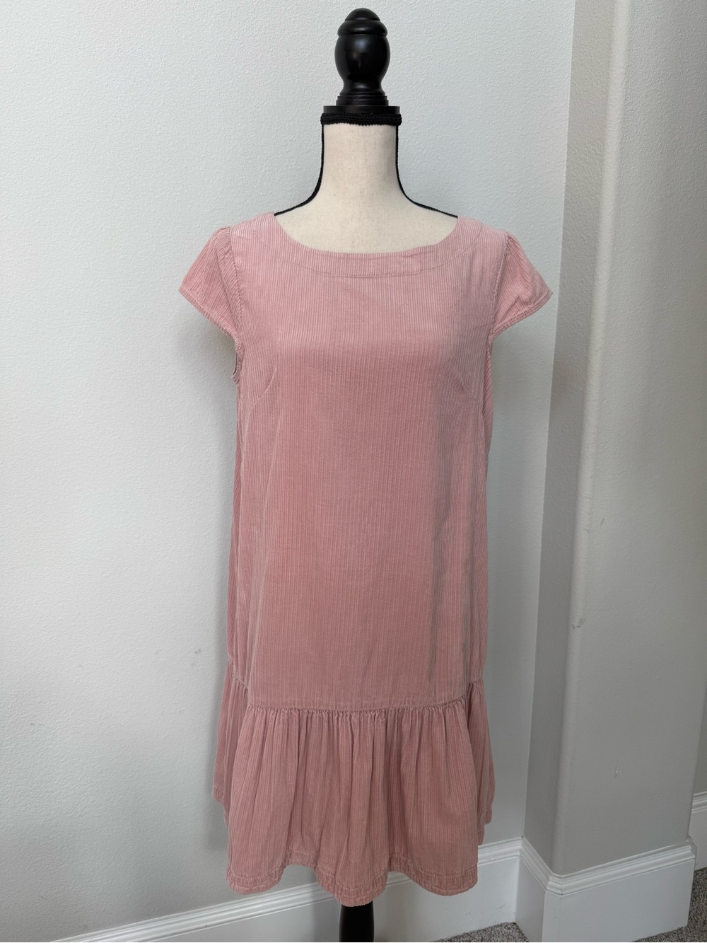 Anthropologie Maeve Dusty Pink Corduroy Drop Waist Dress